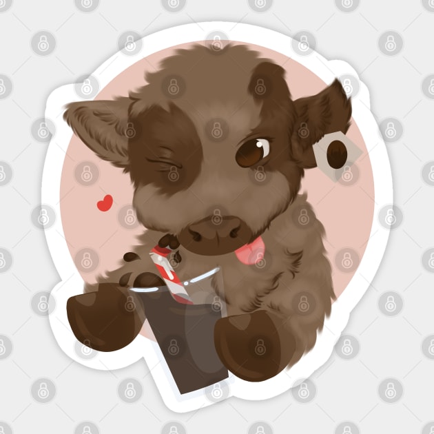 Chocolate Cow Sticker by Paulina Alvarez